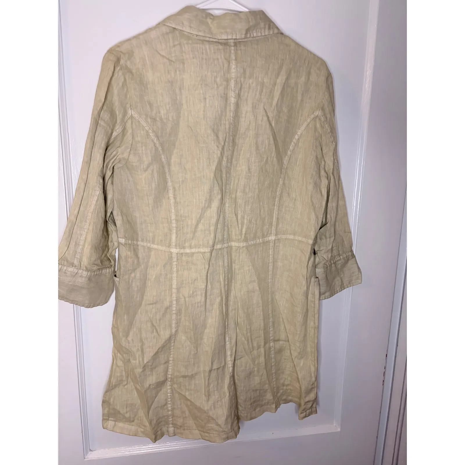 Soft Surroundings Linen Blend Jacket green S Button Front Lightweight Casual - Image 3