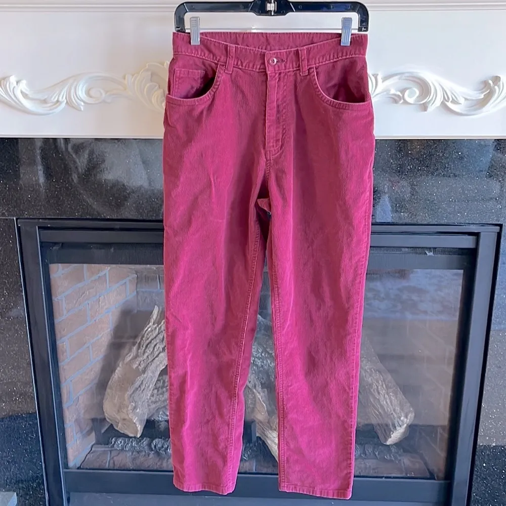 Vintage St Johns Bay Cords Cranberry Wine Corduroy pants Womens 8 Petite - Image 3