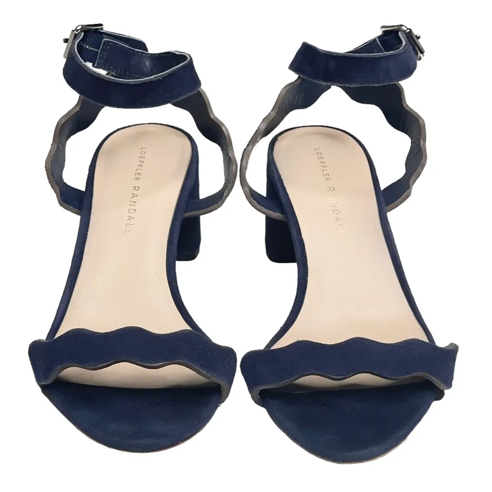 Loeffler Randall ミ Emi Wavy Ankle Wrap Strap Heel Sandals ミ Eclipse Suede ミ 7.5M - Image 9