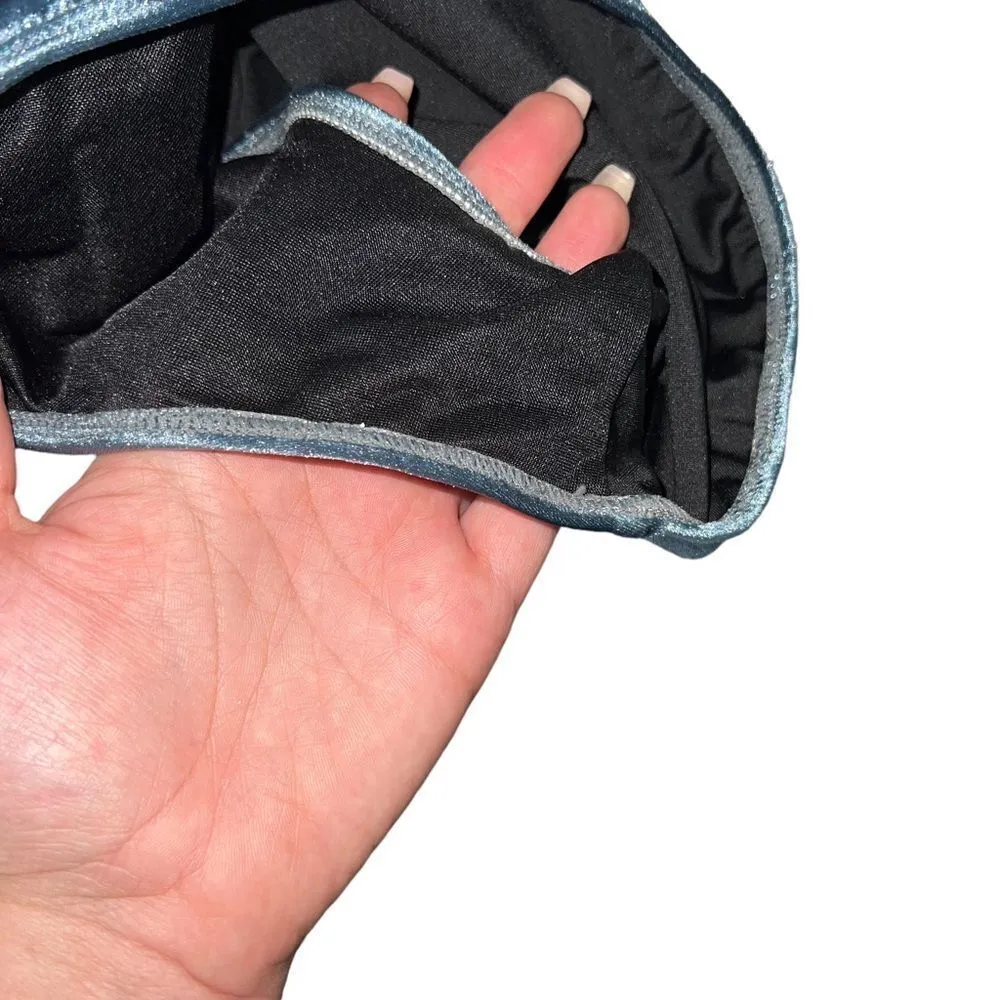 Trefle Velvet Peplum Criss Cross One Piece Swimsuit Size 8 Blue - Image 10