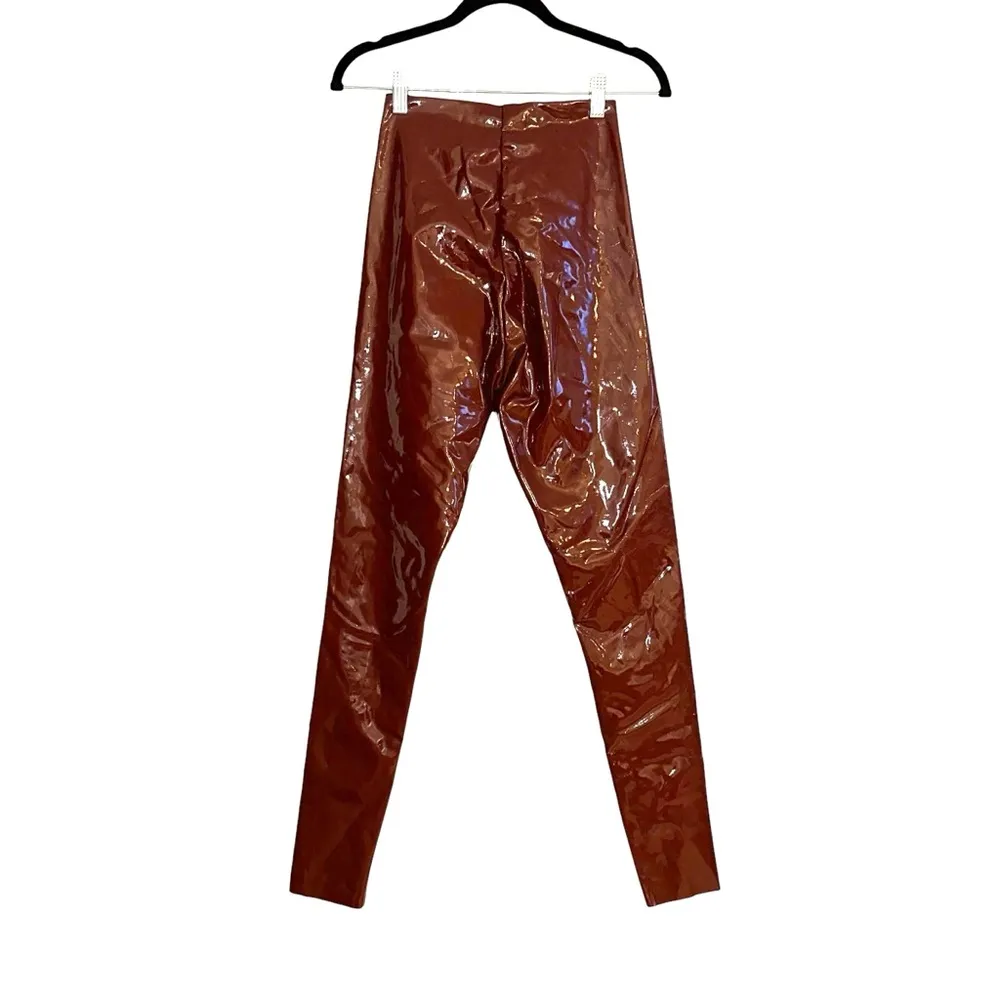 NWOT Commando Control Sienna Faux Patent Leather Vinyl Dark Red Leggings SMALL - Image 4