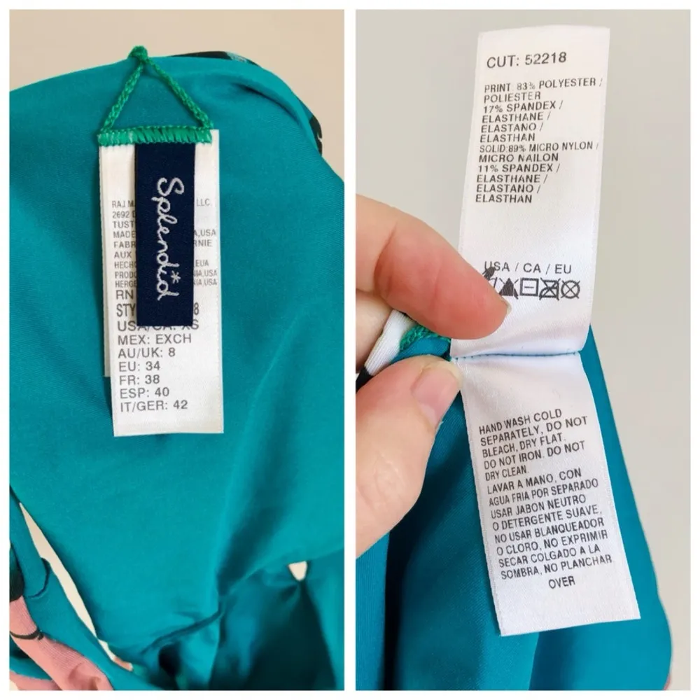 Splendid Watercolor Floral Off-Shoulder Bandeau Top Bikini Swim Set, Pink sz. XS - Image 11