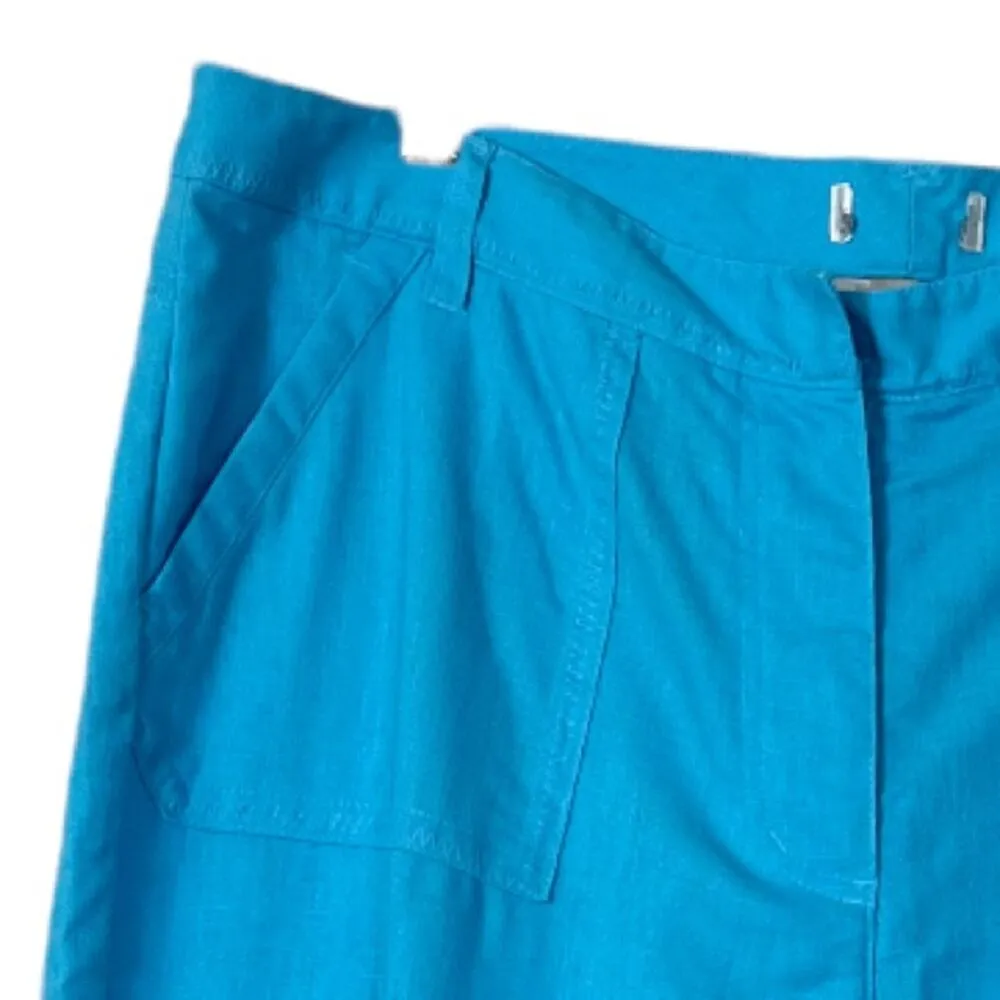 Christopher & Banks Cropped Pants Turquoise Blue Linen Blend Women's Size 14 - Image 5