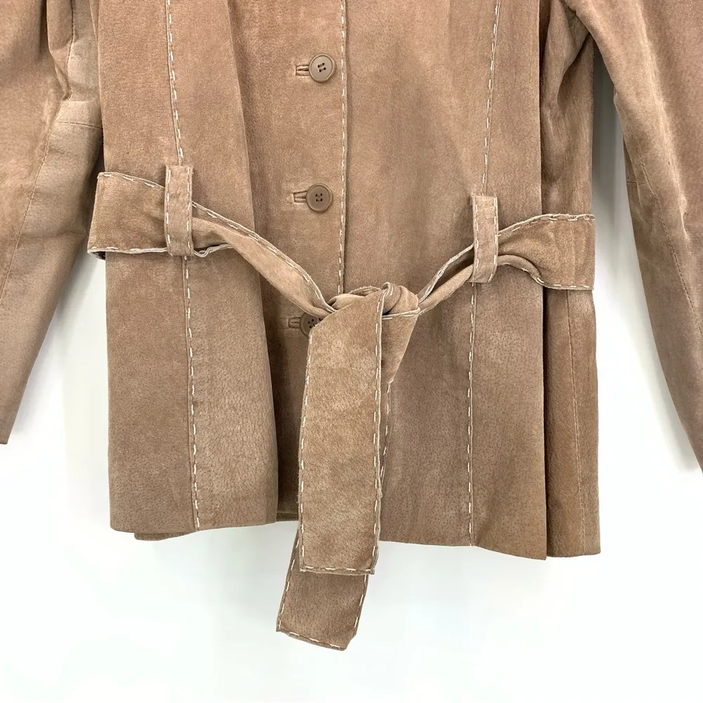 VTG OUTBROOK Suede Leather Jacket Tan L Size L - Image 3