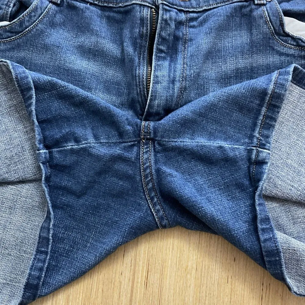 Levi's Strauss Blue Jean Mom Shorts Size 16 Slit Leg Stretch Vintage - Image 6