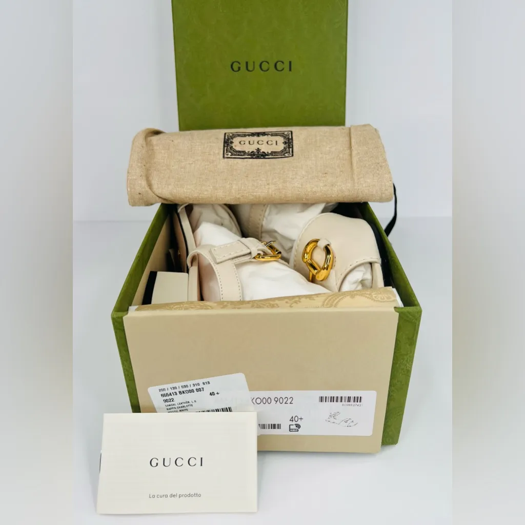 GUCCI MARMONT HORSEBIT  SLINGBACK WHITE NAPPA CHARLOTTE SANDALS SIZE EU 40.5 - Image 2