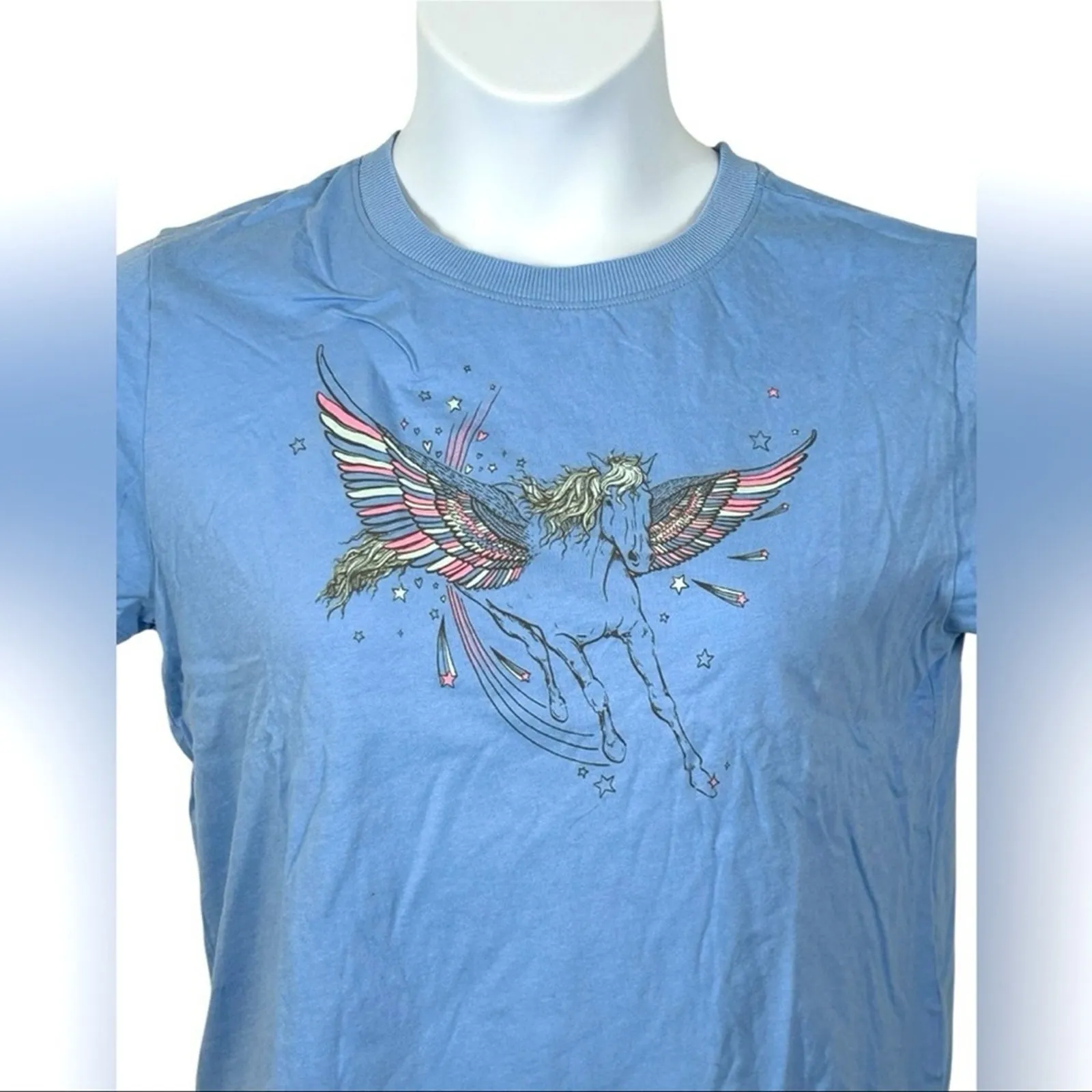 American Eagle Pegasus Graphic T-Shirt NWOT Size Medium Blue Cropped Tee - Image 4