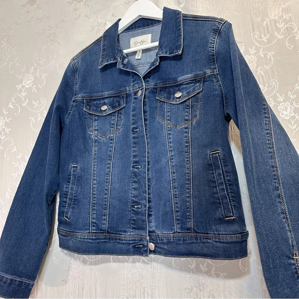 JESSICA SIMPSON Classic Blue Denim Jacket MEDIUM - Image 3