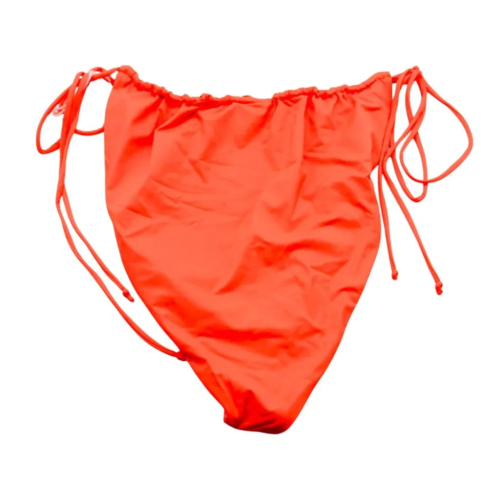 Good American Tiny Ties String Bikini Bottom Hot Coral Orange 7 US 4XL - Image 4