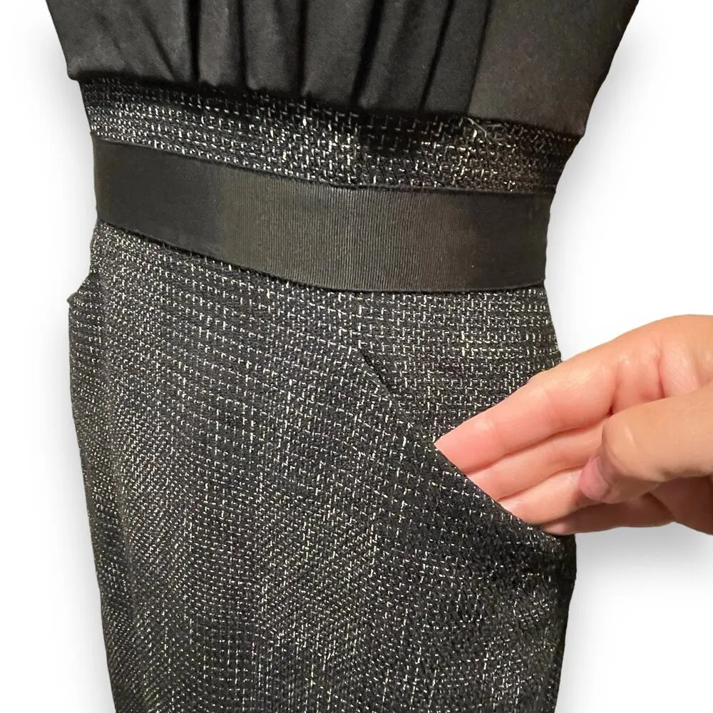 Max and Cleo Drape Front Tweed Twofer Dress Black White 4 - Image 6