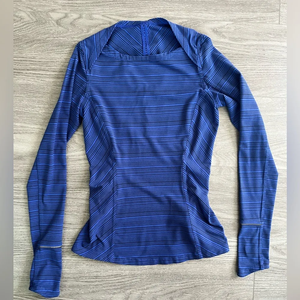 Lululemon Kanto Catch Me Long Sleeve Kanto Stripe Sapphire Blue Black Size 4 - Image 8