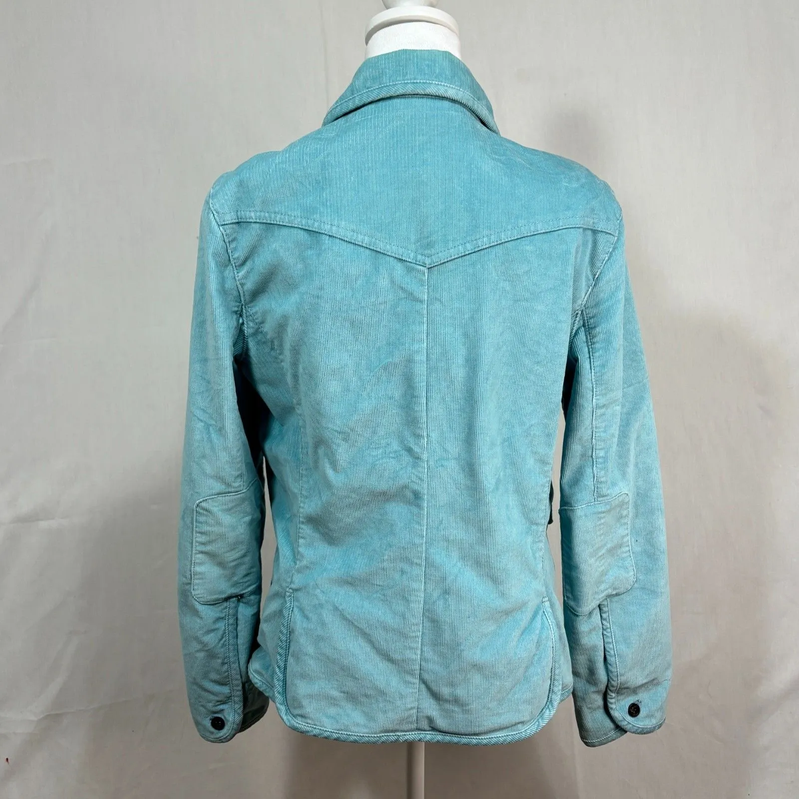 Vtg GAP Womens Corduroy Blazer Jacket Turquoise Y2K 2005 Preppy Academia Sz 12 Blue - Image 4