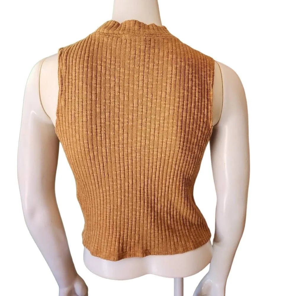 Forever 21 Tan Ribbed Mock Neck Tank Top (0X) - Image 4