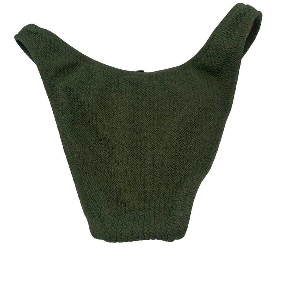 New J. Crew Green Textured Cheeky Bikini Swim Bathing Suit Bottom Women's Medium - Image 6