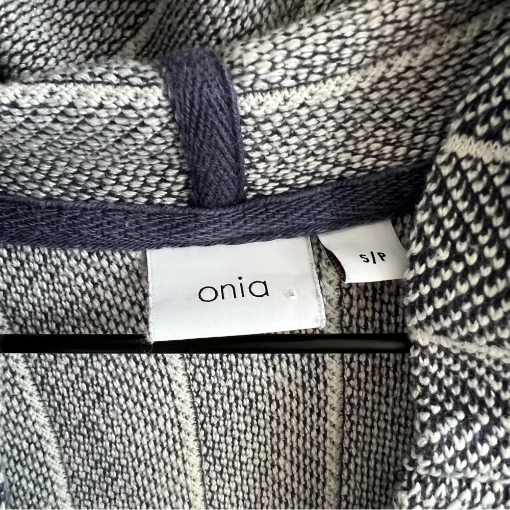 Onia Baja Style Blue Hooded Sweatshirt Hoodie V Neck Small - Image 3