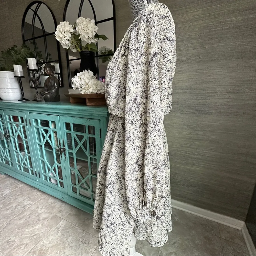 Floret Studios Sheer Long Sleeve Spring Summer Mini Dress | Boho | Size XS White - Image 6