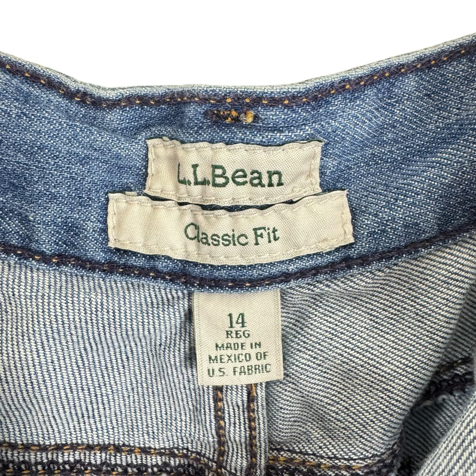 L.L. Bean Classic Fit Pima Cotton Medium Wash High Rise Jean Capris Size 14 - Image 4