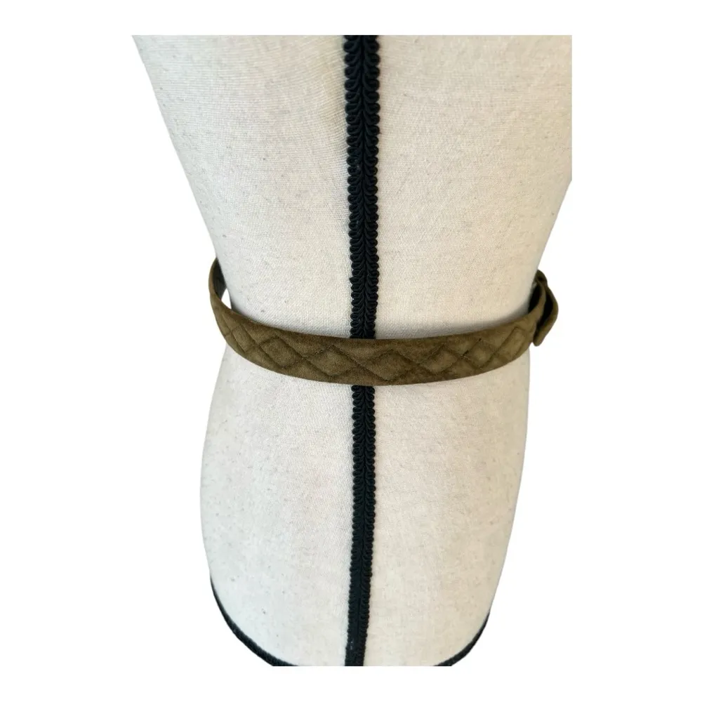 Echo Army Green Genuine Suede Quilted Fashion Belt Size S - Image 8