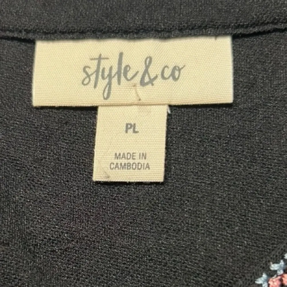 Style & Co Black Brown Boho Embroidered Beaded Floral Nylon Mesh Tiered Dress PL - Image 11