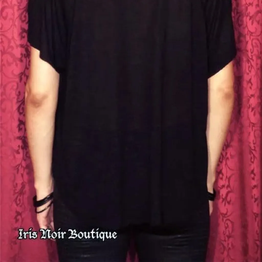 Lip Service Fashion Victim Punk Goth Japanese Anime Black Red Kanji Top L - Image 4