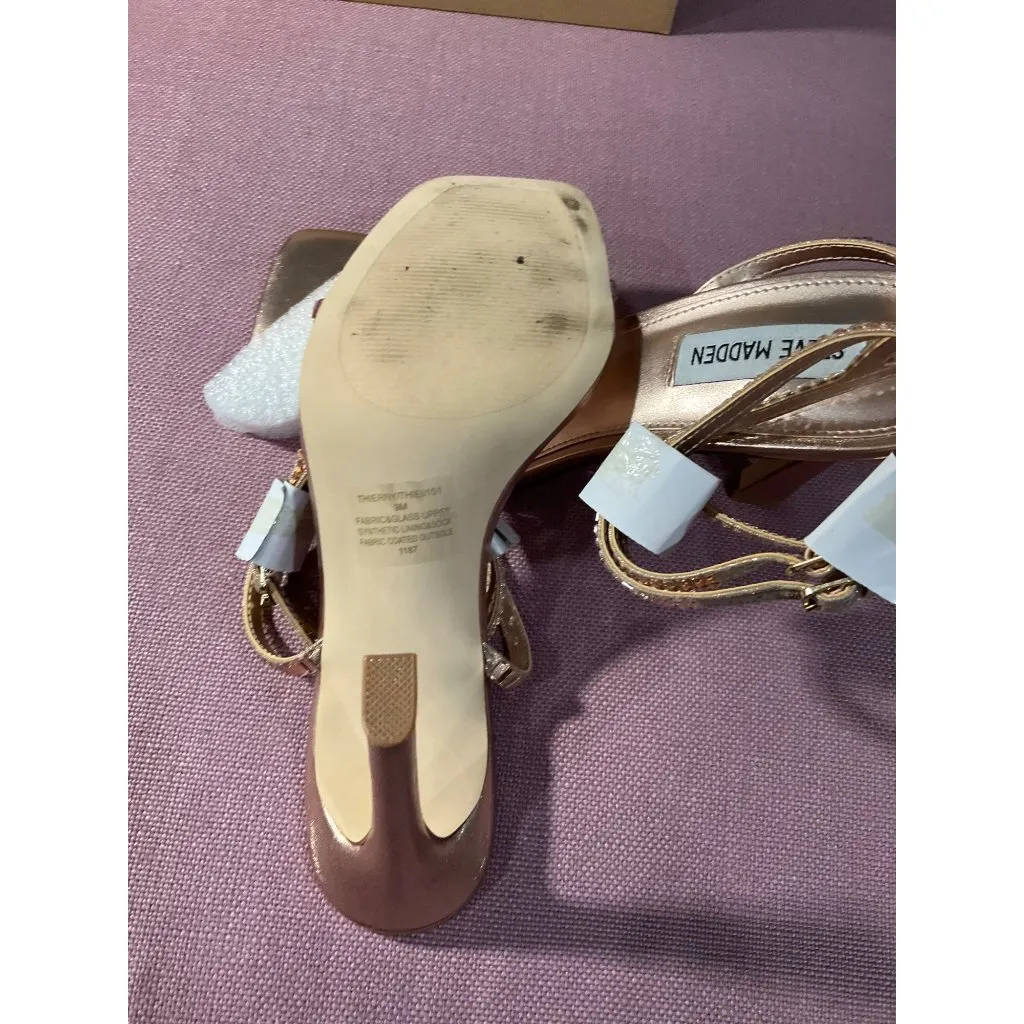 Steve Madden Womens Thierry High Heel in Rose Gold 9 with box Rhinestones - Image 9