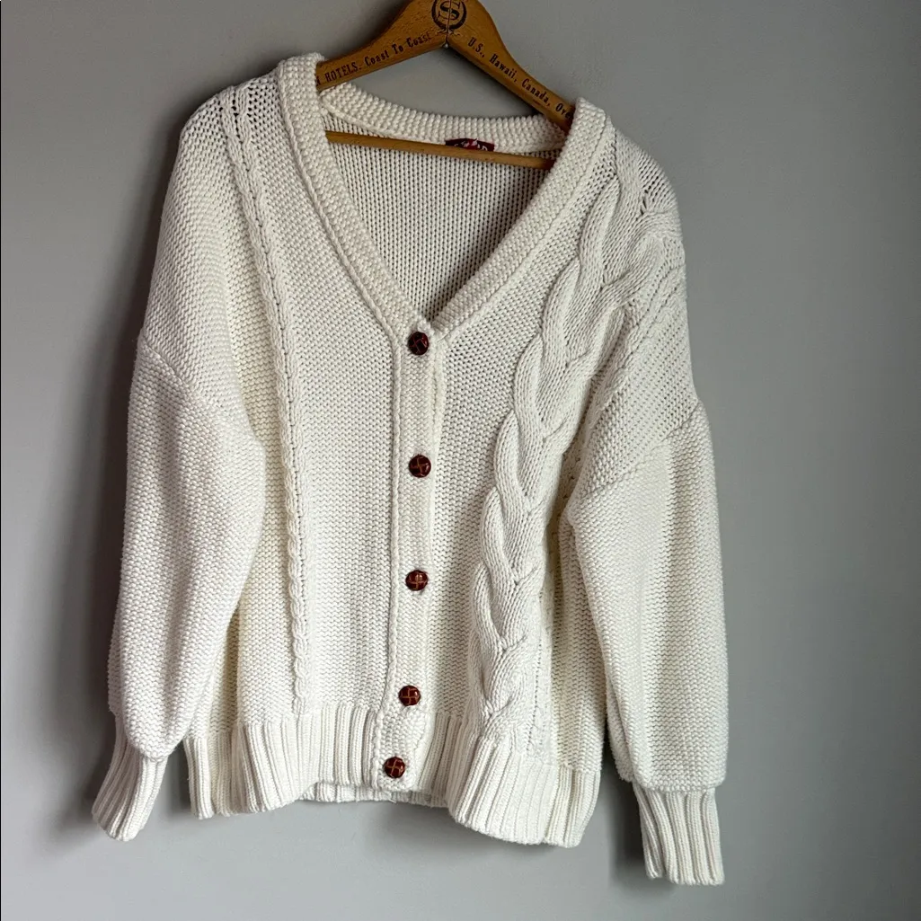 STAUD Blake Oversized Cardigan in Ivory Small - Image 2