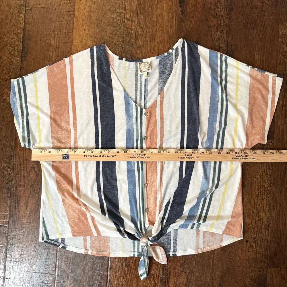 TRUSELF striped top, tie waist, plus size 2X - Image 5