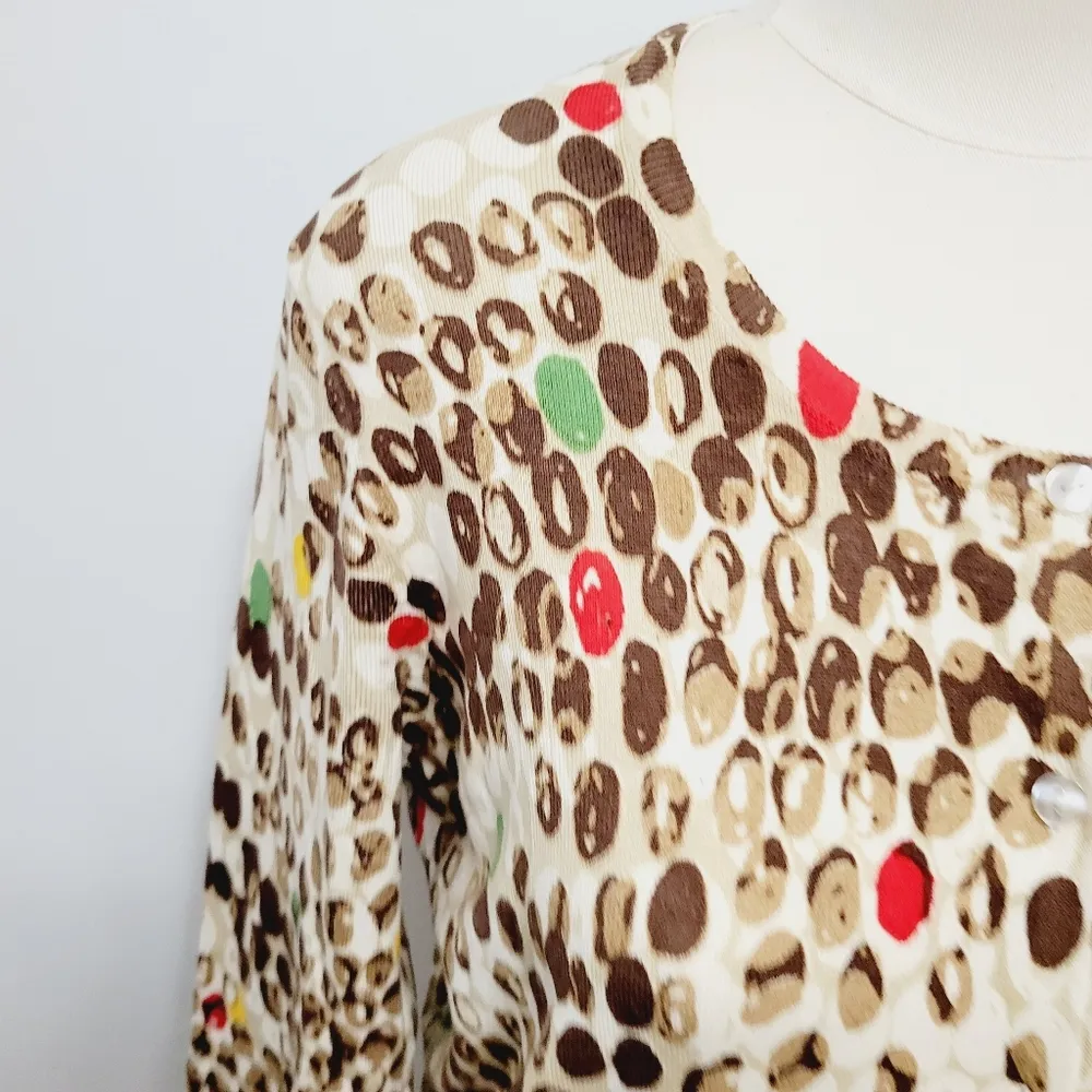 Evan Picone silk blend neutral bubble print cardigan size large - Image 2