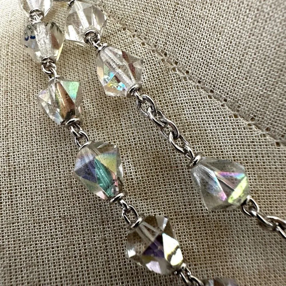 Clear iridescent beaded cross rosary - Image 10