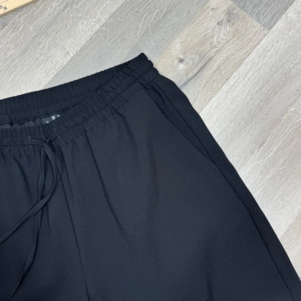 Vero Moda Stormi Tie Cuff Wide Leg High Waist Slouchy Pants Black Small - Image 6