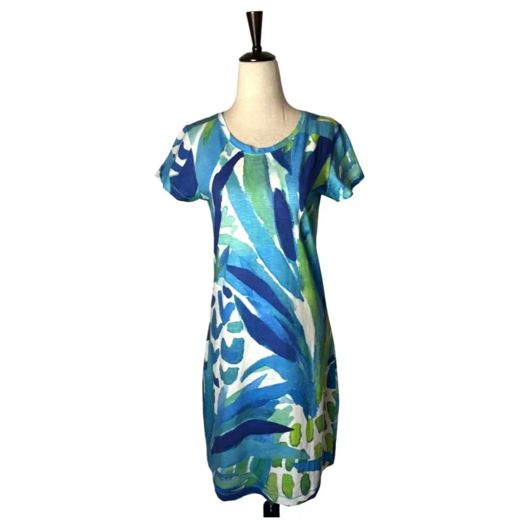 Capelton Road Dress Women Small Floral Cotton Short Sleeve T Shirt Mini‎ Boho Blue - Image 2