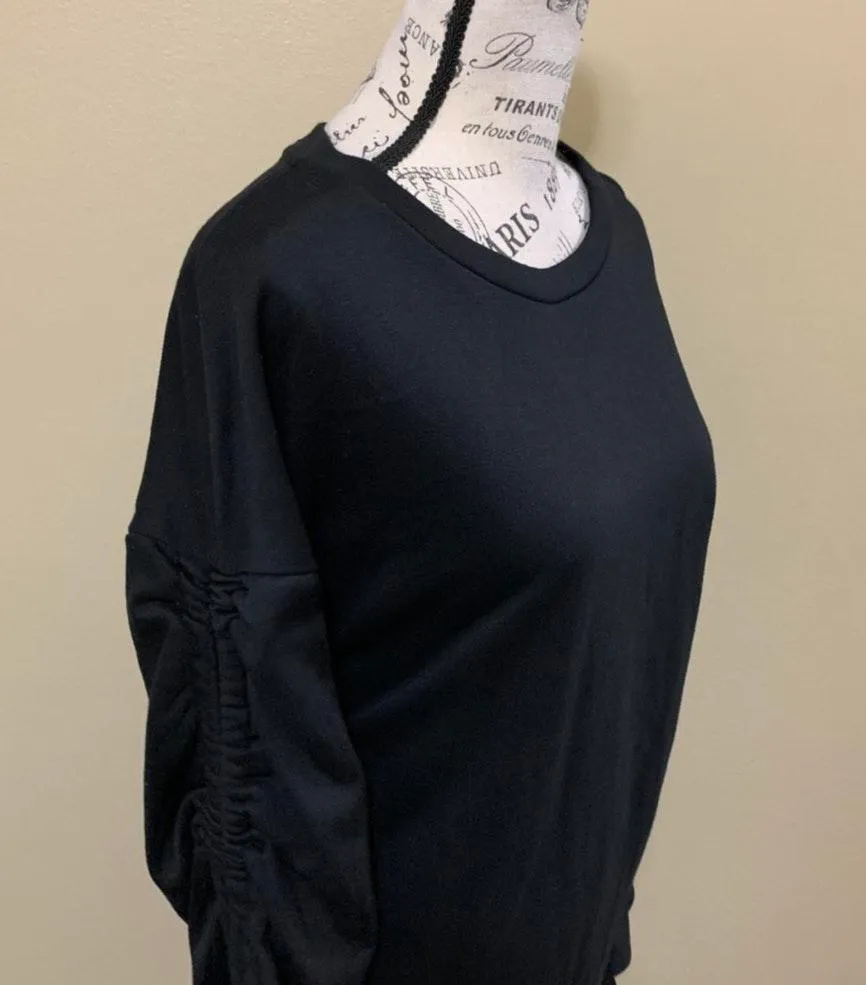 Lush Black Ruched Drawstring Sleeve Mini Dress - Image 9