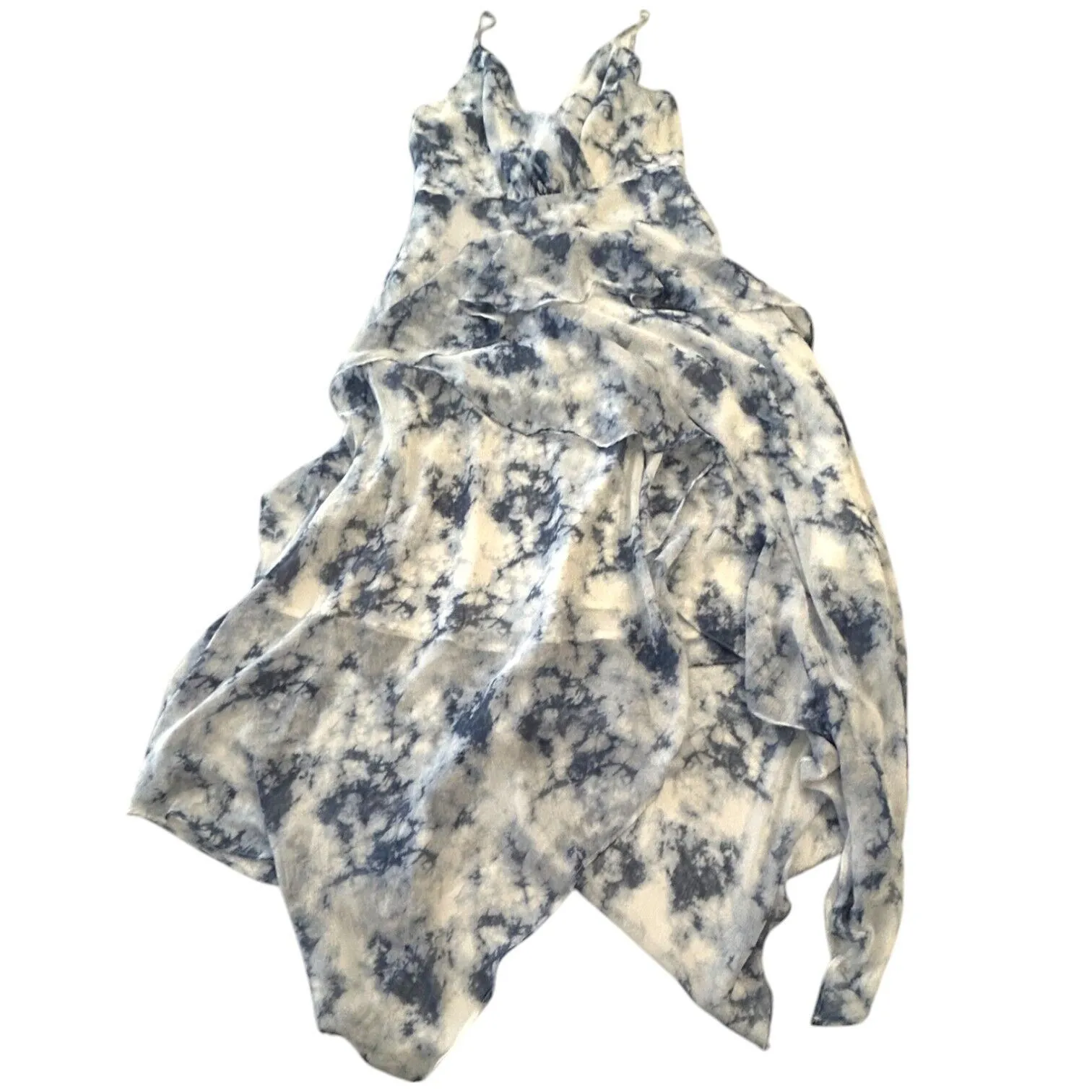 ILLa ILLa White Blue Watercolor Tie Dye Print Maxi Dress‎ Size M - Image 5