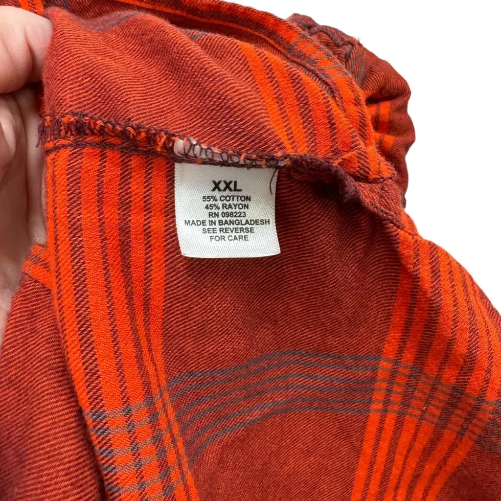 Grunge Rock Gorpcore Magellan Red Plaid Boyfriend Button-Up Shirt XXL Flannel - Image 8