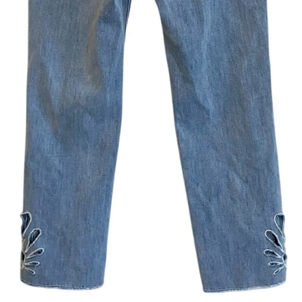 Soft Surroundings Catalina Jeans Crop Laser Cut Out Light Wash Raw Hem 2 - Image 10