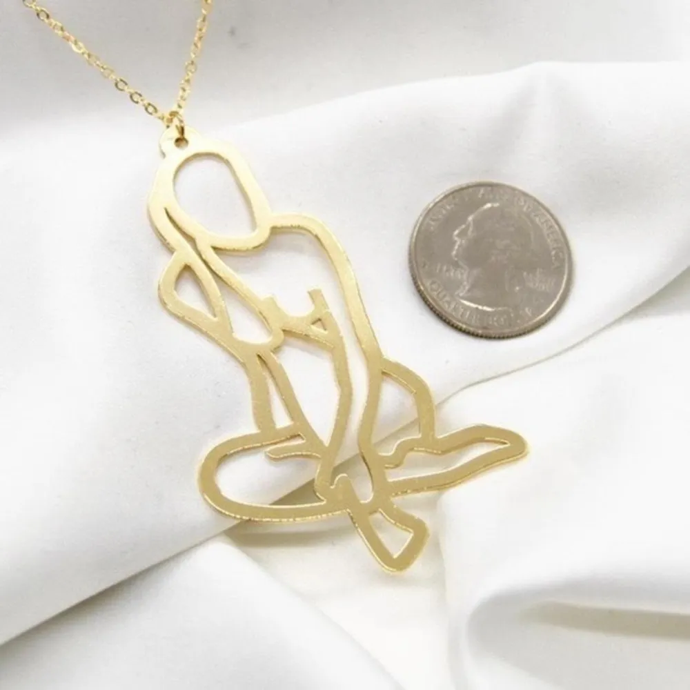 Woman Body Outline Necklace Gold - Image 2
