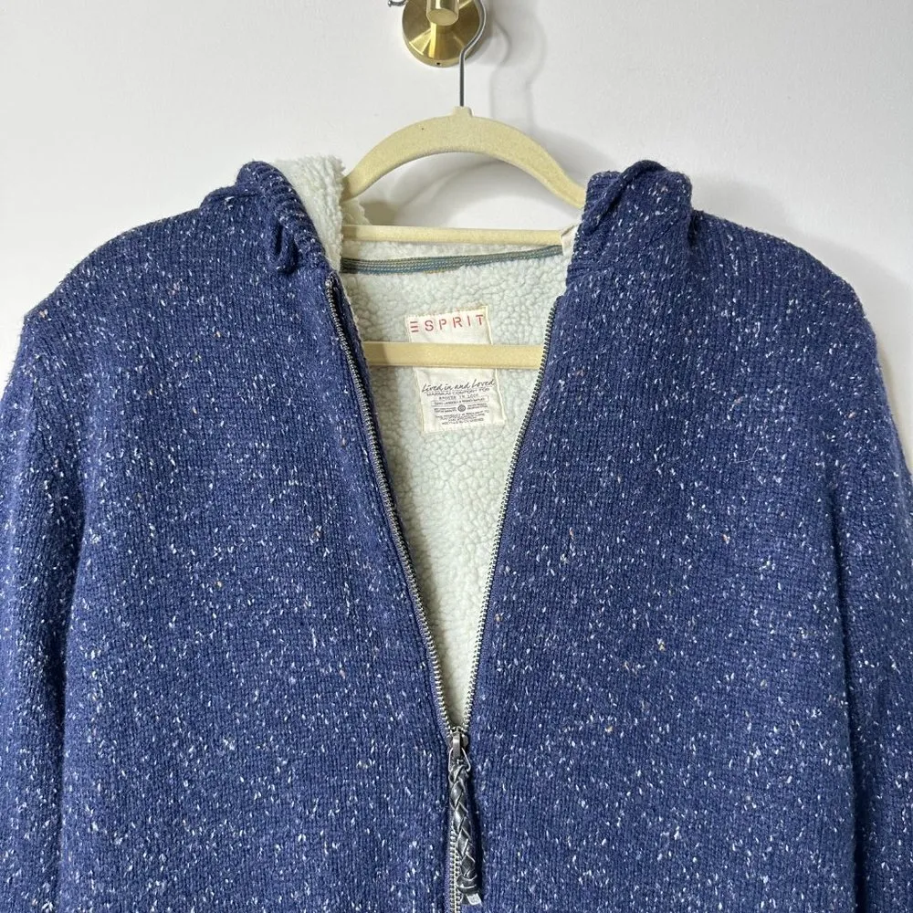 ESPRIT Blue Sherpa Lined Jacket Men's Small - Image 2