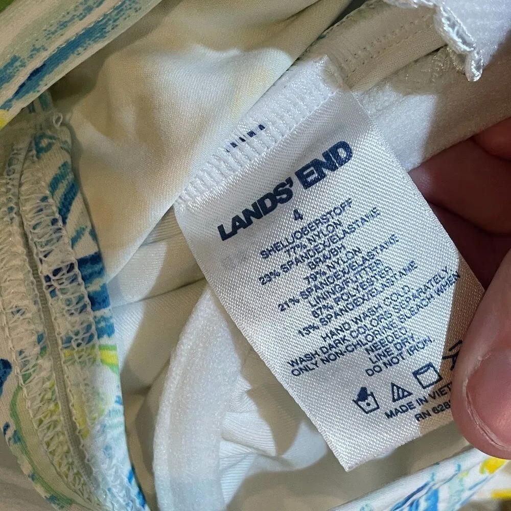 Lands End 4 Twist Front Underwire Tankini Skirt Bottoms Swimsuit Set Lemons Blue - Image 8