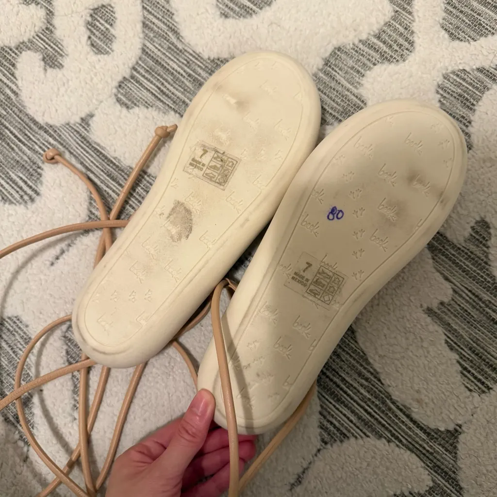 Beek Beige Chirp Leather Strappy Ankle Tie Sandals Size 7 NEW Tan - Image 10