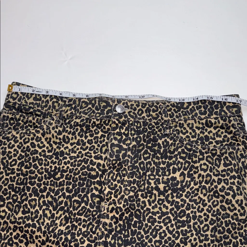 MNG by Mango Cheetah Print Denim Skirt, Size Large - Image 2