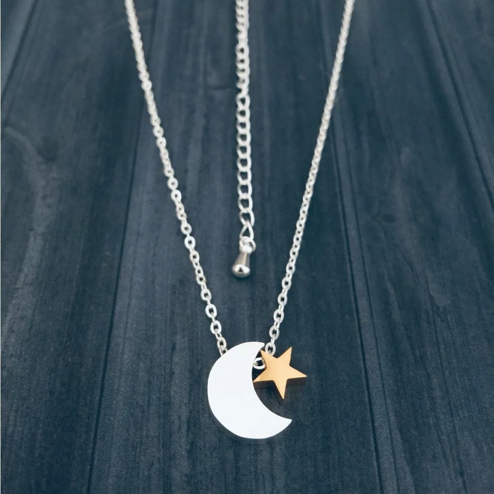 Gold Star Silver Moon Necklace - Image 5