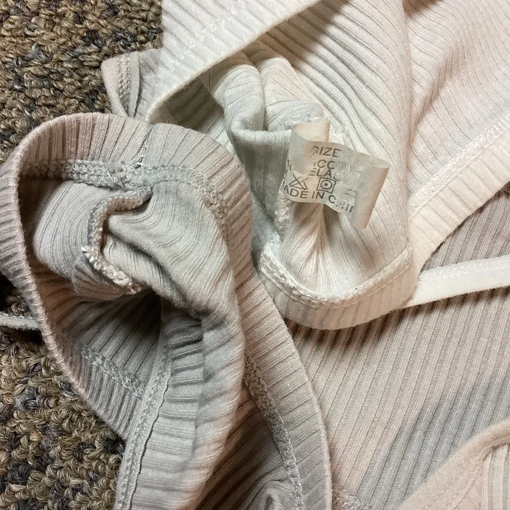 White & Light Gray Ribbed Crop Layering Top Camisole * Size Small - Image 8