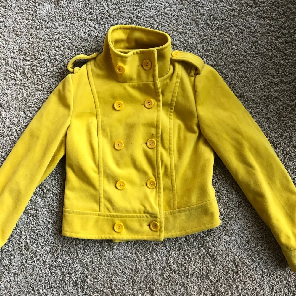 F21 Yellow mustard pea coat Sz M - Image 3