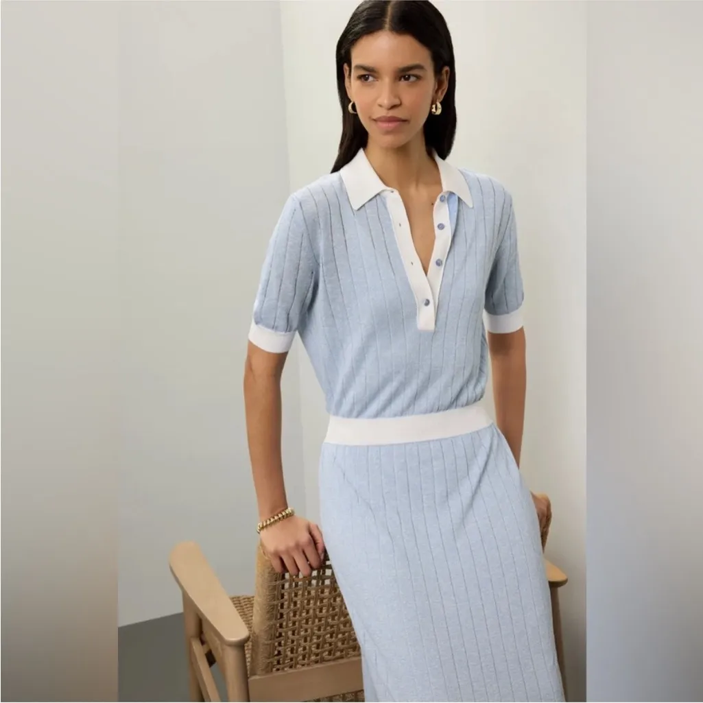 BOSS Polo Knit Midi Dress Blue Size M - Image 11