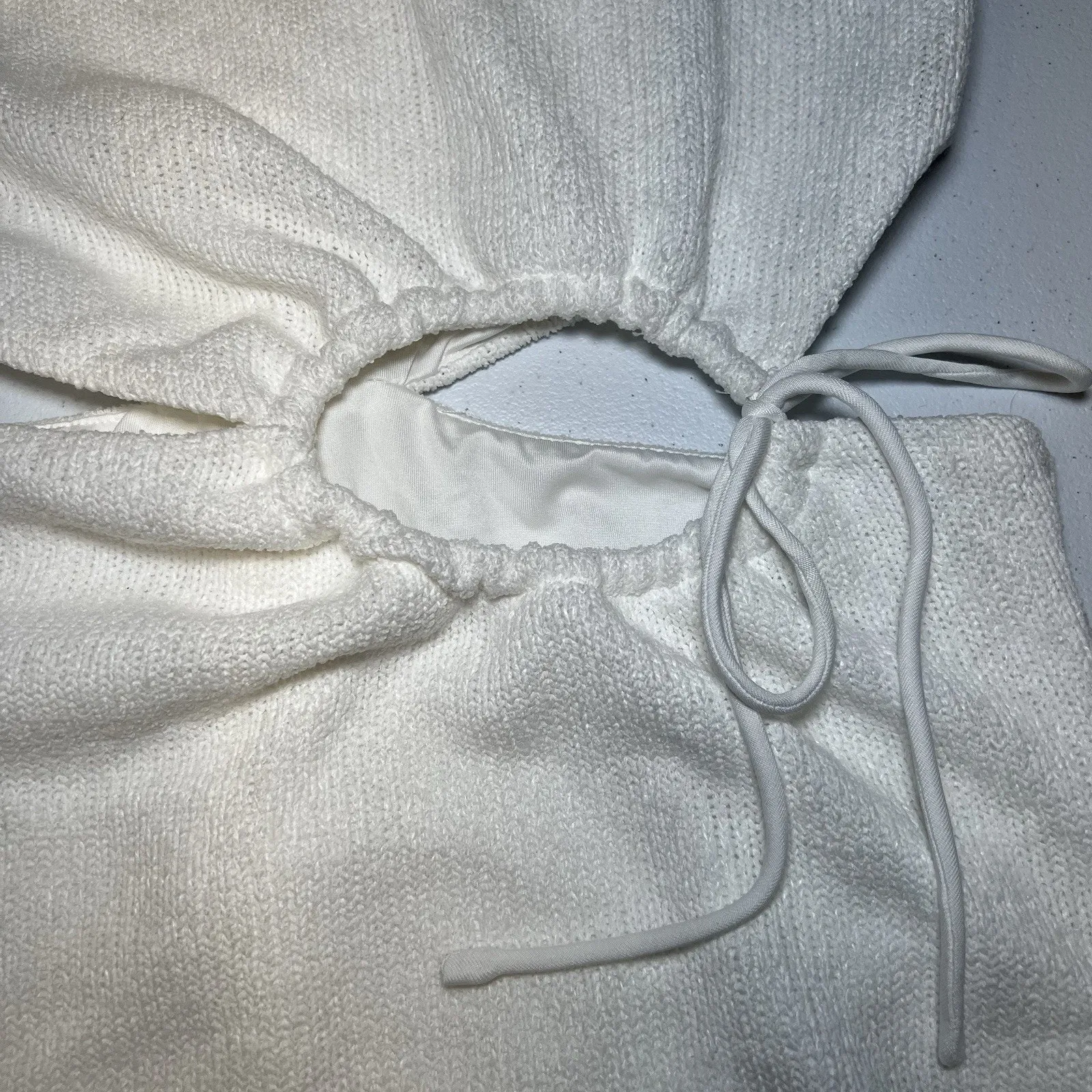 Sabo Skirt Cutout Knit White Mini Dress Size Large Sleeveless Party Cocktail - Image 4