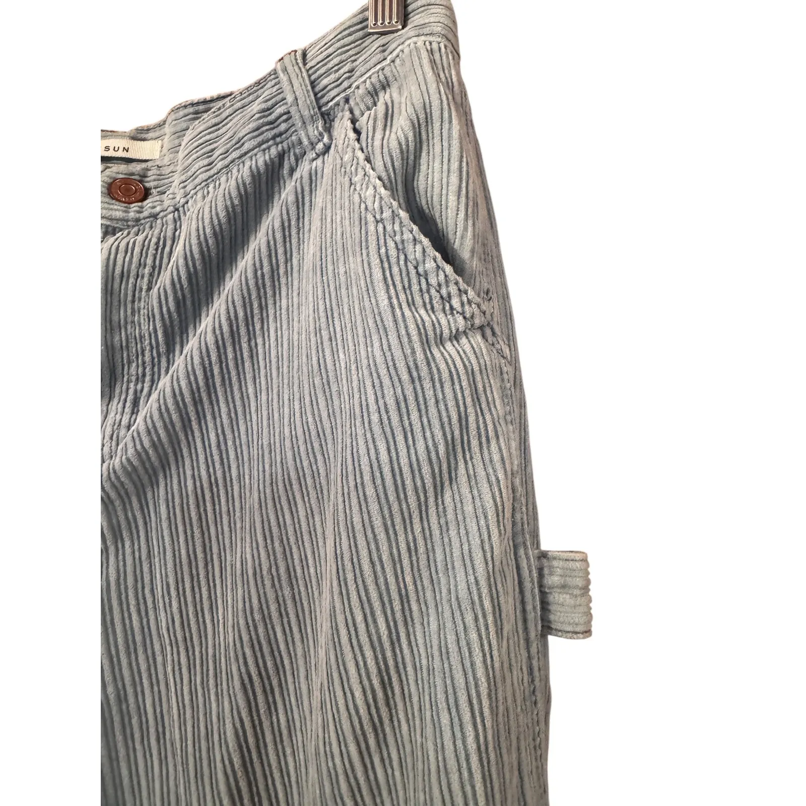 PacSun Baggy Carpenter Corduroy Pants Light Blue Size 26 Daisy Patch - Image 3