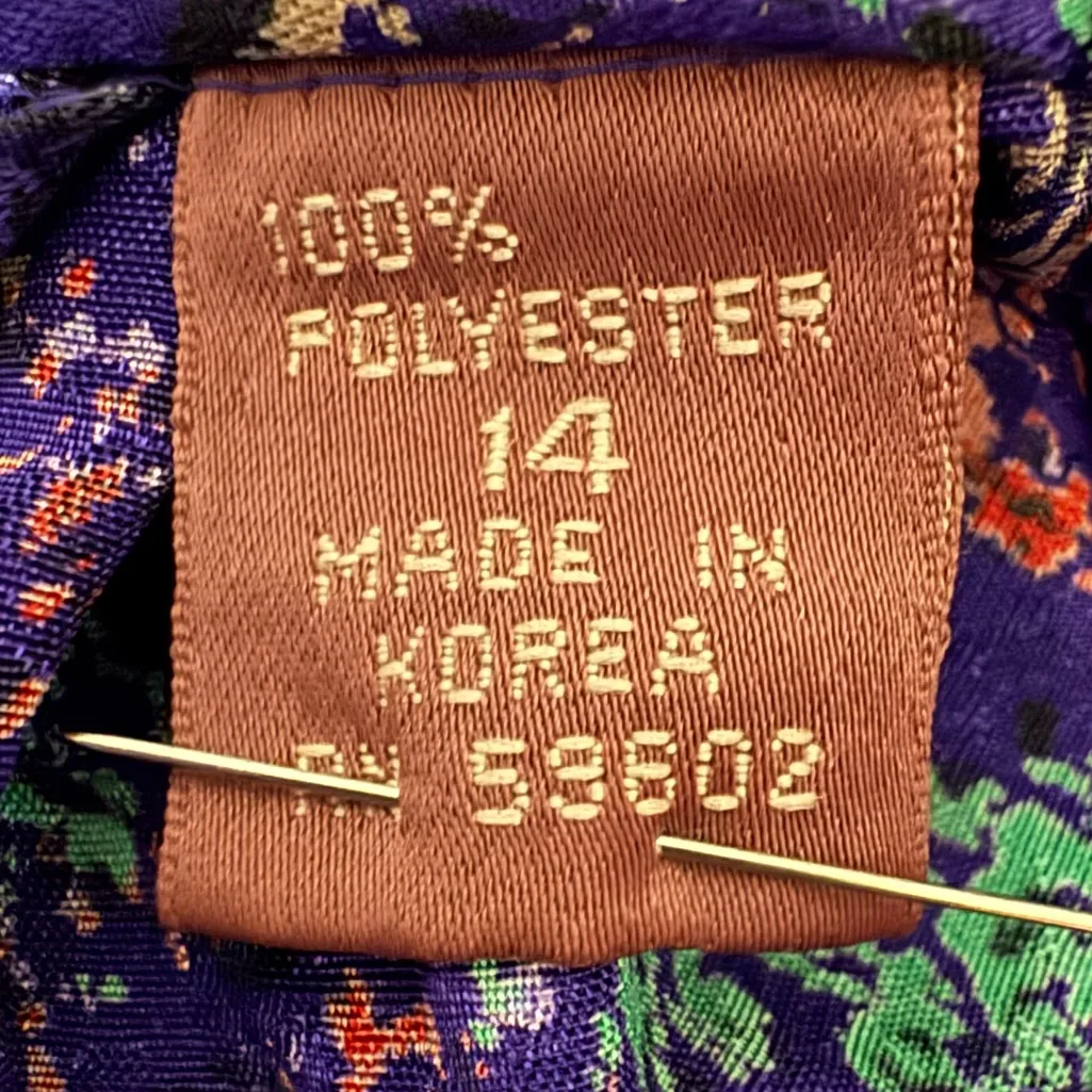 Vintage Abstract High Neck Blouse Jewel Tone Academia Size 14‎ Purple - Image 4