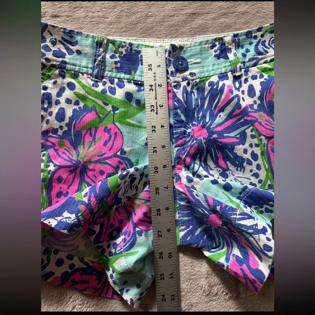 LILLY PULITZER Callahan‎ Chino Shorts Shorely Big Flirt Hibiscus Floral Size 0 - Image 6
