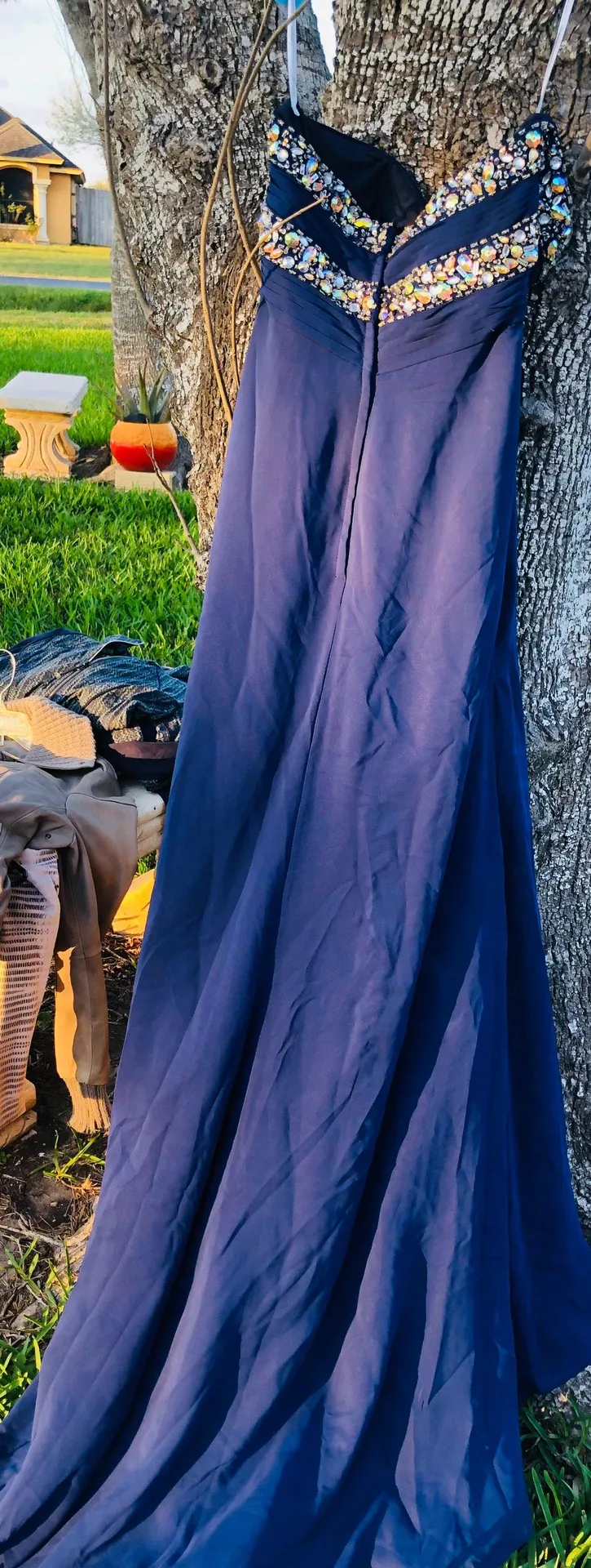 Navy Prom Dress Blue Size 2 - Image 2