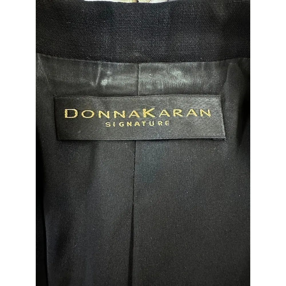 VTG Donna Karan Signature Black Wool Blazer 3 Button Classic Sz 8 - Image 6